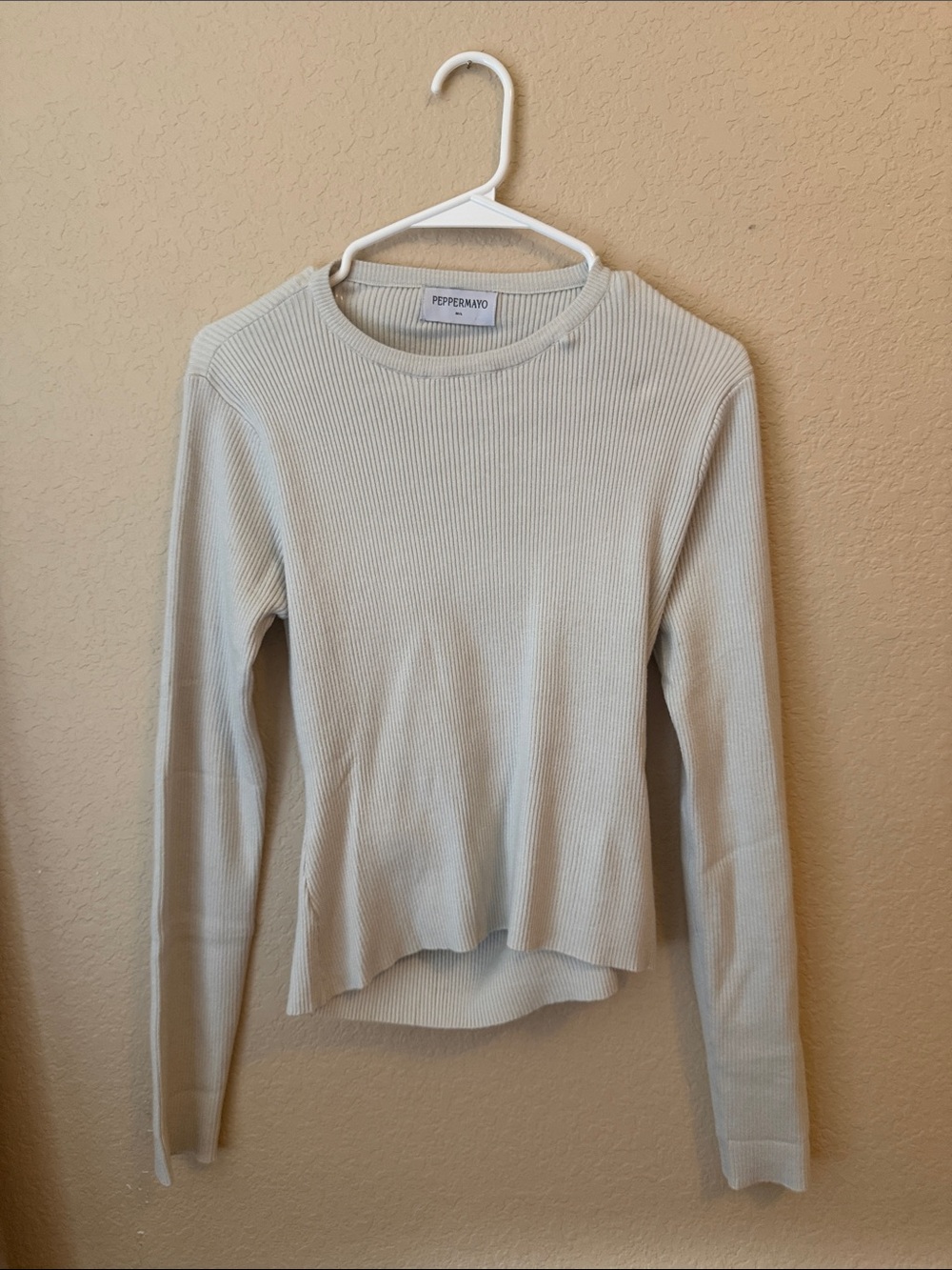 Peppermayo Cream Ribbed Long Sleeve backless sweater